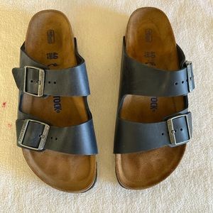 Birkenstock Black Arizona Two-Strap Leather Sandals